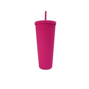 NWT Starbucks Barbie Pink Matte Soft Touch Studded Tumbler Cup With Straw 24 oz